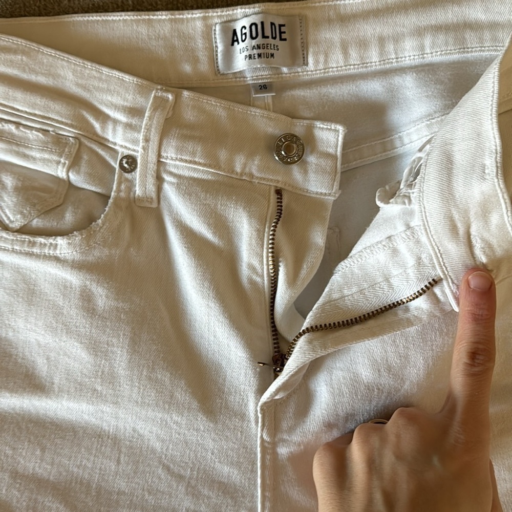 Agolde Premium White Skinny Raw Distressed Hem Style A018-1013 Size 26 - Picture 9 of 10